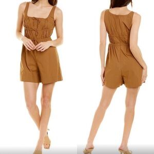 Rebecca Taylor poplin square neck romper